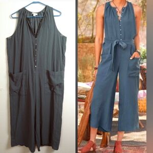 Sundance Blue Sleeveless Jumpsuit Women's Size M Petite Oasis Blue